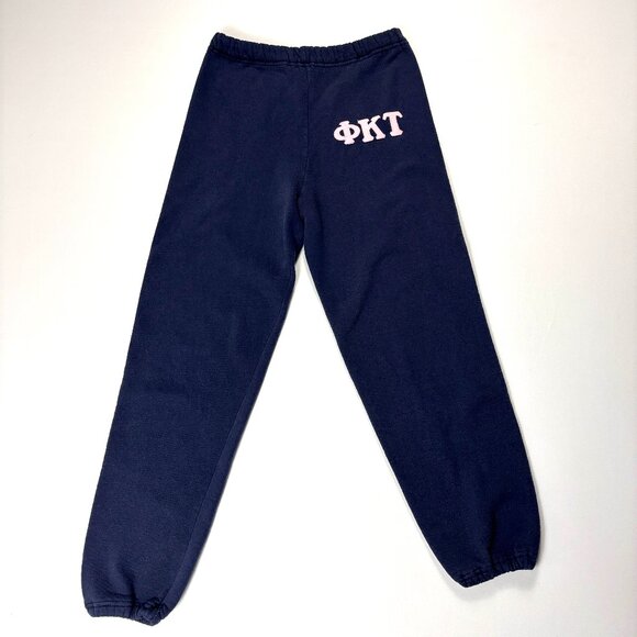 VTG Phi Kappa Tau Fraternity Womens Russell Athletic Sweatpants Blue Sz L USA - Picture 1 of 7